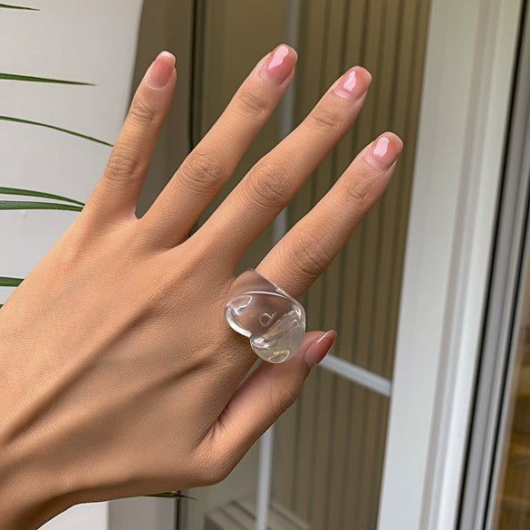 Women's Resin And Plastic Geometric Peach Heart Ring And Bracelet With Epoxy Treatment