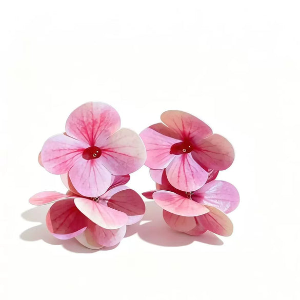 Women’s Resin Flower Earrings With Electroplated Finish And Steel Ear Needles Fresh Sweet Floral Jewelry