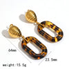 Women's Resin Jewelry Set With Geometric Bracelet Ring And Amber Colored Earrings Electroplated Ins Style Accessories