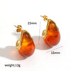 Women's Resin Jewelry Set With Geometric Bracelet Ring And Amber Colored Earrings Electroplated Ins Style Accessories