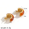 Women's Resin Jewelry Set With Geometric Bracelet Ring And Amber Colored Earrings Electroplated Ins Style Accessories