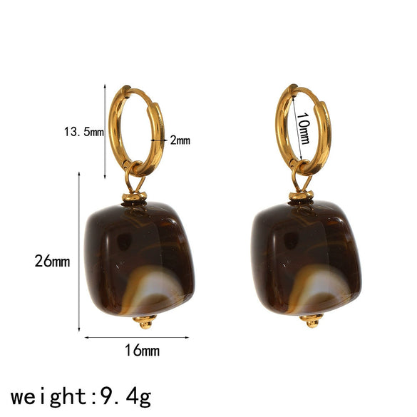 Women's Resin Jewelry Set With Geometric Bracelet Ring And Amber Colored Earrings Electroplated Ins Style Accessories