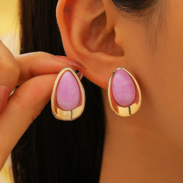 Women's Resin Oil Drop Earrings With Electroplating Simple Design