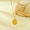 Women's Retro Abstract Art Coin Pendant Stainless Steel Goldplated Necklace