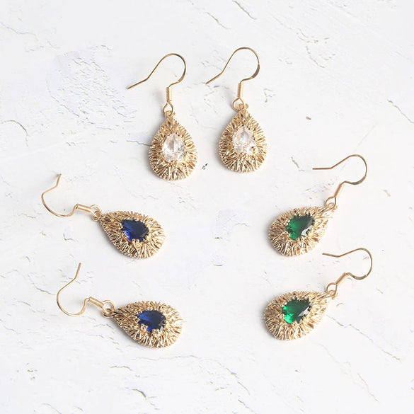 Women's Retro Alloy Bird Nest And Teardrop Earrings Necklace Jewelry Set With Mixed Gem Inlay And Electroplated Finish