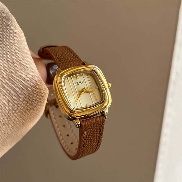 Women's Retro Alloy Case Stainless Steel Buckle Square Watch