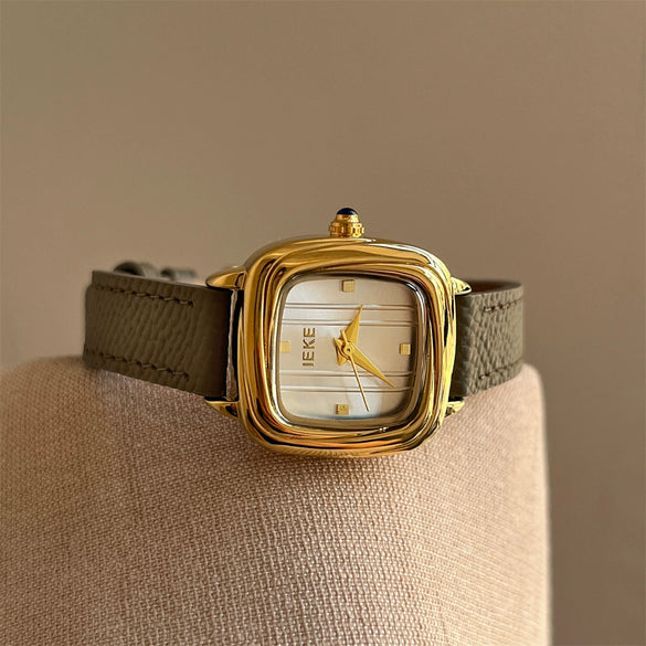 Women's Retro Alloy Case Stainless Steel Buckle Square Watch