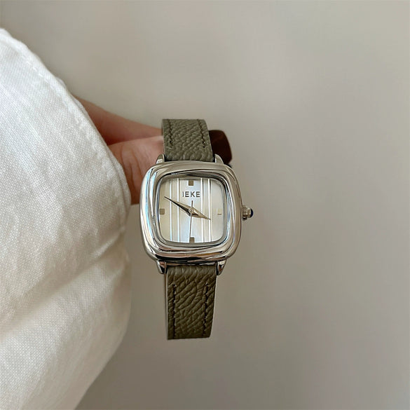 Women's Retro Alloy Case Stainless Steel Buckle Square Watch