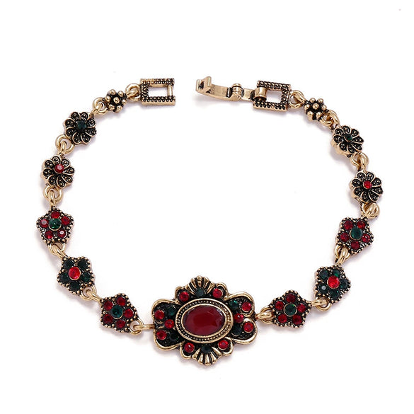 Women's Retro Alloy Flower Pendant Bracelet With Electroplated Finish Vintage Style Fashion Jewelry Accessory
