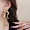 Women's Retro Alloy Geometric Drop Earrings With Irregular Ushaped Design And Electroplated Finish