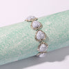 Women's Retro Alloy Heart Bracelet With Turquoise Diamond Cut Detail Vintage Style Hand Jewelry