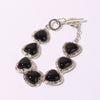 Women's Retro Alloy Heart Bracelet With Turquoise Diamond Cut Detail Vintage Style Hand Jewelry
