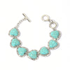 Women's Retro Alloy Heart Bracelet With Turquoise Diamond Cut Detail Vintage Style Hand Jewelry