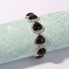 Women's Retro Alloy Heart Bracelet With Turquoise Diamond Cut Detail Vintage Style Hand Jewelry