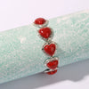 Women's Retro Alloy Heart Bracelet With Turquoise Diamond Cut Detail Vintage Style Hand Jewelry