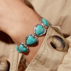Women's Retro Alloy Heart Bracelet With Turquoise Diamond Cut Detail Vintage Style Hand Jewelry