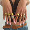 Women's Retro Alloy Plated Open Heart Ring With Smooth Geometric Design And Resin Acrylic Crystal Detail For Stacking