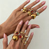 Women's Retro Alloy Plated Open Heart Ring With Smooth Geometric Design And Resin Acrylic Crystal Detail For Stacking