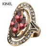 Women's Retro Alloy Ring With Artificial Gemstone Inlay Drop Shape Electroplated Fashion Jewelry