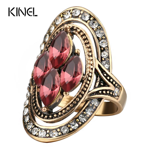 Women's Retro Alloy Ring With Artificial Gemstone Inlay Drop Shape Electroplated Fashion Jewelry