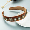 Women's Retro Baroque Cloth Headband With Diamond Embellishment Wide Fashion Hair Accessory For Wholesale