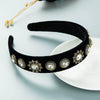 Women's Retro Baroque Cloth Headband With Diamond Embellishment Wide Fashion Hair Accessory For Wholesale