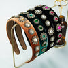 Women's Retro Baroque Cloth Headband With Diamond Embellishment Wide Fashion Hair Accessory For Wholesale