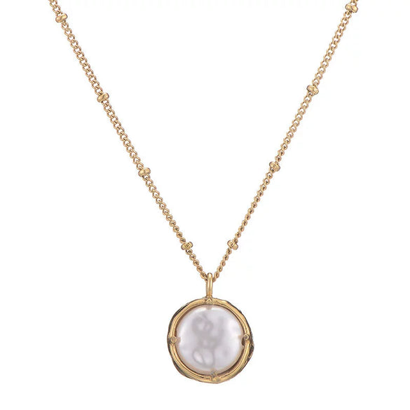 Women's Retro Baroque Pearl Beaded Chain Necklace In Titanium Steel With Gold Color Finish Geometric Fashion Jewelry