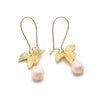 Women's Retro Baroque Pearl Long Hook Earrings Geometric Court Style Electroplated Pearl Dangle Earrings