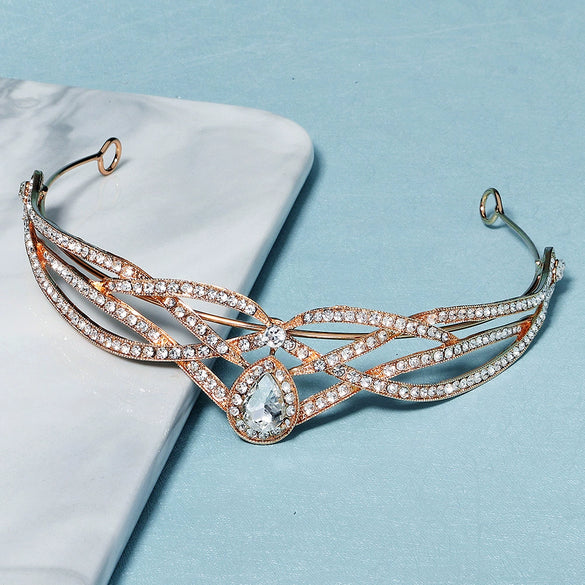 Women’s Retro Baroque Rhinestone Crown Tiara Alloy Headband For Party Dressup And Photography