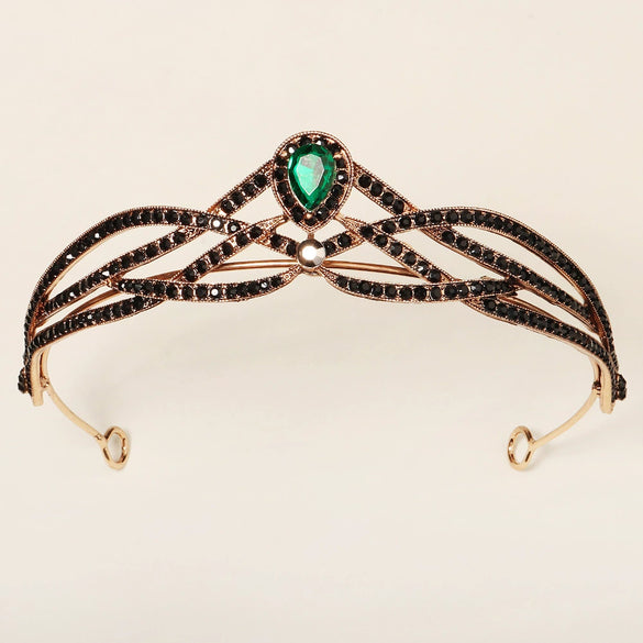 Women’s Retro Baroque Rhinestone Crown Tiara Alloy Headband For Party Dressup And Photography