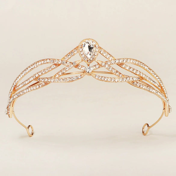 Women’s Retro Baroque Rhinestone Crown Tiara Alloy Headband For Party Dressup And Photography