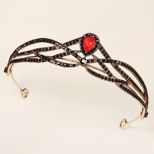 Women’s Retro Baroque Rhinestone Crown Tiara Alloy Headband For Party Dressup And Photography