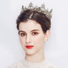 Women's Retro Baroque Round Alloy Crown With Leaf Pattern Electroplated Palace Style Bridal Headwear