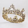 Women's Retro Baroque Round Alloy Crown With Leaf Pattern Electroplated Palace Style Bridal Headwear