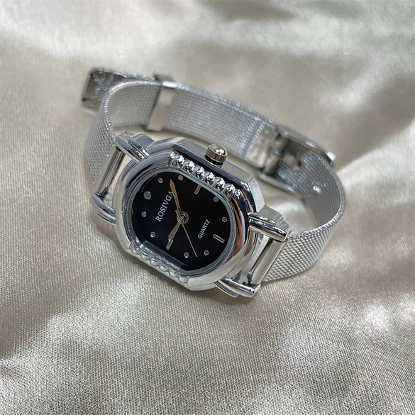 Women's Retro Barrelshaped Alloy And Stainless Steel Quartz Watch Niche Light Luxury Highend Fashion