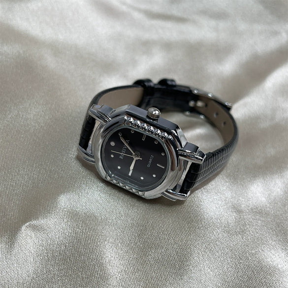 Women's Retro Barrelshaped Alloy And Stainless Steel Quartz Watch Niche Light Luxury Highend Fashion