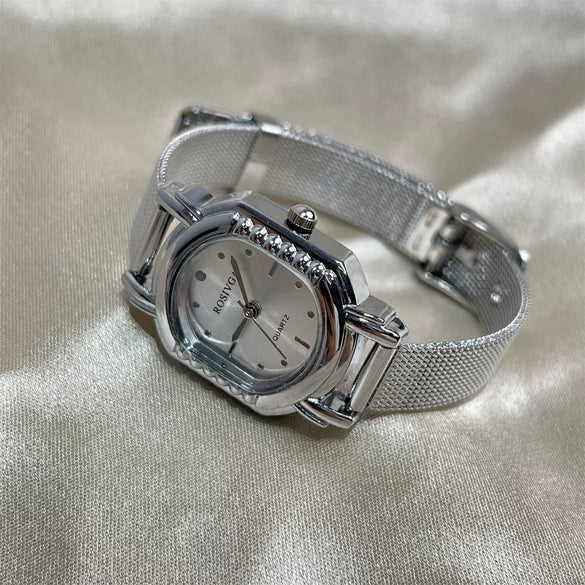 Women's Retro Barrelshaped Alloy And Stainless Steel Quartz Watch Niche Light Luxury Highend Fashion