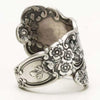 Women's Retro Blooming Floral Geometric Open Ring Electroplated Alloy Adjustable Wedding Jewelry