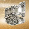Women's Retro Blooming Floral Geometric Open Ring Electroplated Alloy Adjustable Wedding Jewelry