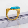 Women's Retro Blue Turquoise Geometric Open Ring In Stainless Steel With Electroplated Finish Adjustable Jewelry Accessory
