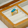 Women's Retro Blue Turquoise Geometric Open Ring In Stainless Steel With Electroplated Finish Adjustable Jewelry Accessory