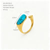 Women's Retro Blue Turquoise Geometric Open Ring In Stainless Steel With Electroplated Finish Adjustable Jewelry Accessory