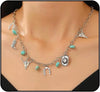 Women's Retro Bohemian Copper Beaded Necklace With Imitation Turquoise Animal Zodiac Pendant Electroplated Fashion Jewelry