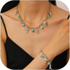 Women's Retro Bohemian Copper Beaded Necklace With Imitation Turquoise Animal Zodiac Pendant Electroplated Fashion Jewelry