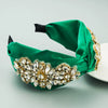 Women's Retro Bohemian Fabric Headband With Twist Design And Glass Diamond Embellishment