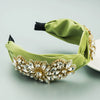Women's Retro Bohemian Fabric Headband With Twist Design And Glass Diamond Embellishment