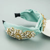 Women's Retro Bohemian Fabric Headband With Twist Design And Glass Diamond Embellishment