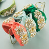 Women's Retro Bohemian Fabric Headband With Twist Design And Glass Diamond Embellishment