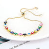 Women's Retro Bohemian Mixed Color Evil Eye Geometric Copper Bracelet With Electroplated Finish Adjustable Fashion Bracelet